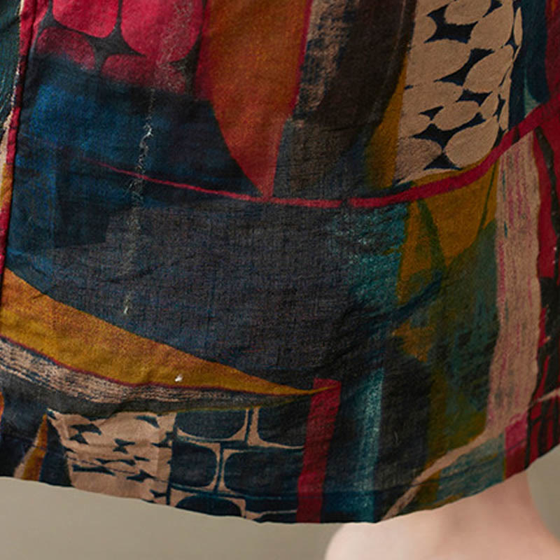 Buddha Stonesのカラフルなグラフィックミディドレス コットン半袖チュニックドレス ポケット付き - image 12