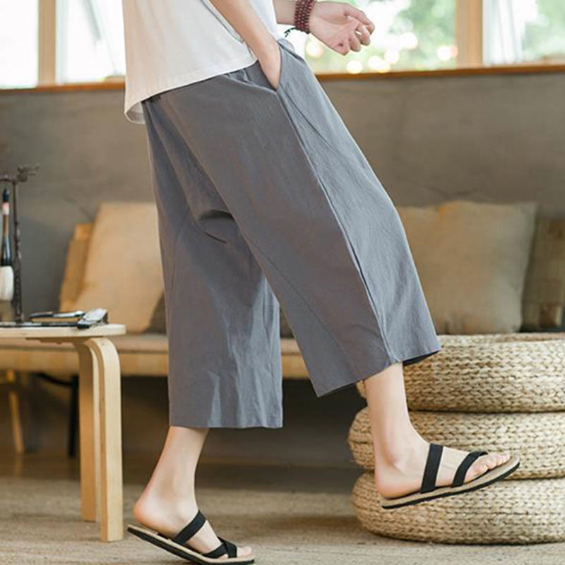 Buddha Stones無地 ミドル丈 メンズ ワイドレッグパンツ ポケット付き - image 27