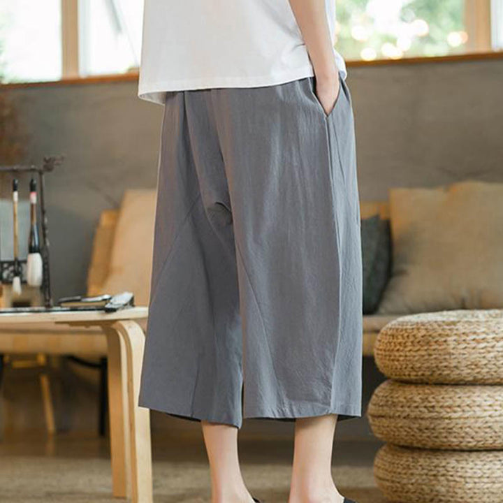 Buddha Stones無地 ミドル丈 メンズ ワイドレッグパンツ ポケット付き - image 29