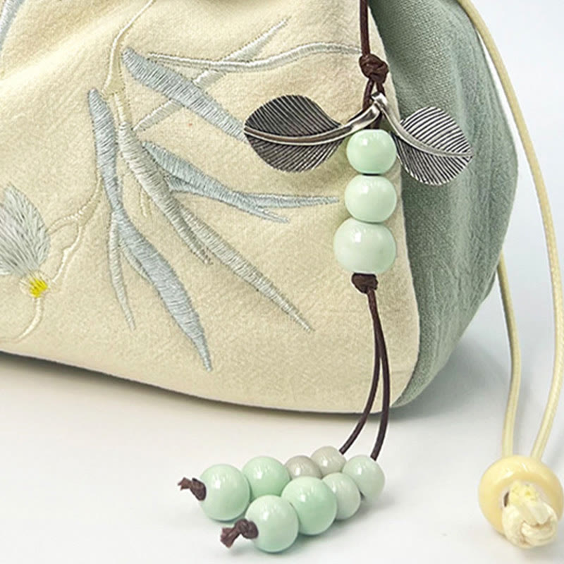 蘇州刺繍のBuddha Stones、蓮の花、モクレン、コットンリネンのトートバッグ、クロスボディバッグ、ショルダーバッグ、ハンドバッグ