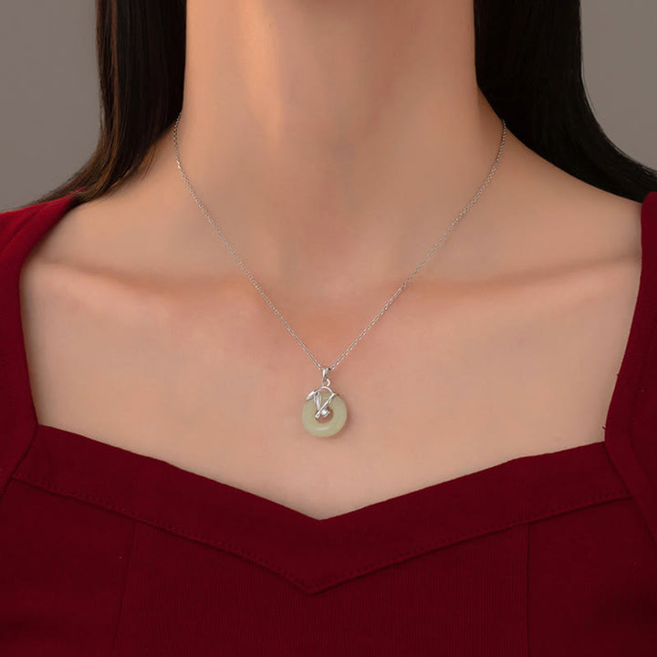 Buddha Stones925 スターリングシルバー 和田翡翠 竹の葉平和のお守りチャーム繁栄のネックレスペンダント - image 4