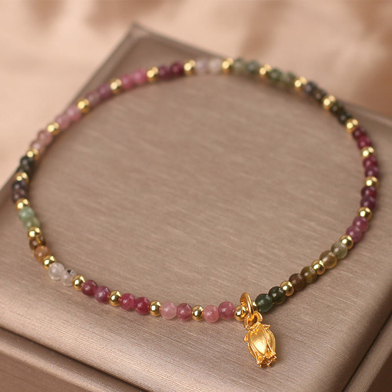 Buddha Stonesカラフルなトルマリンの花 ポジティブブレスレット