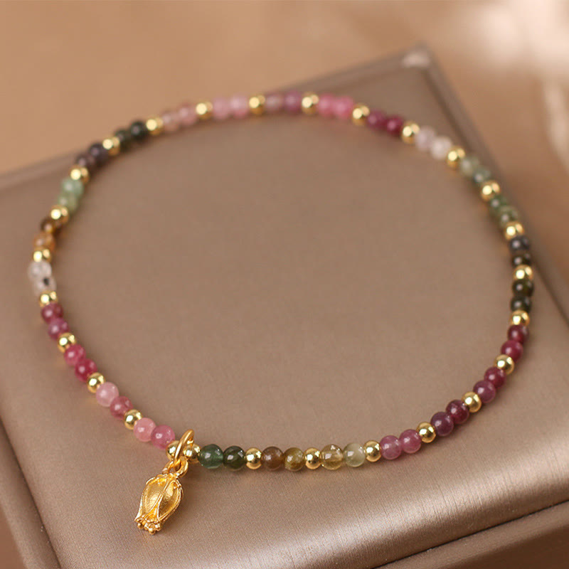 Buddha Stonesカラフルなトルマリンの花 ポジティブブレスレット