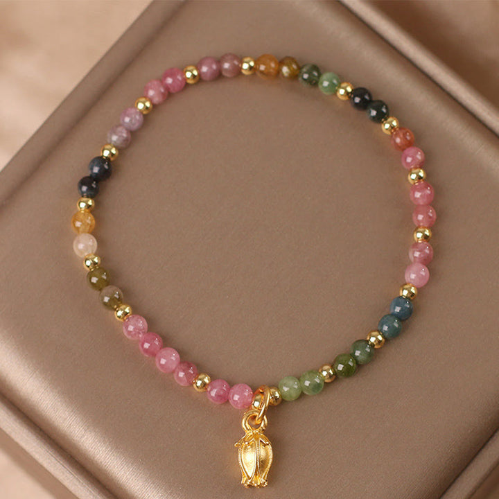 Buddha Stonesカラフルなトルマリンの花 ポジティブブレスレット
