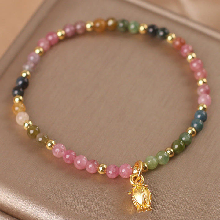 Buddha Stonesカラフルなトルマリンの花 ポジティブブレスレット