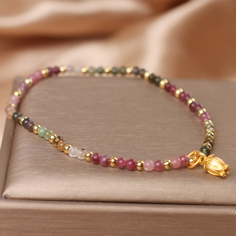 Buddha Stonesカラフルなトルマリンの花 ポジティブブレスレット