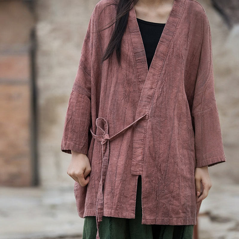 Buddha Stonesのタイダイ染めレースアップデザインコート、禅瞑想オープンフロントトップジャケット - image 13