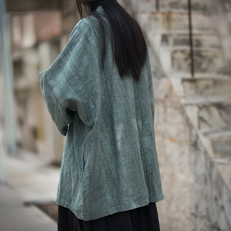 Buddha Stonesのタイダイ染めレースアップデザインコート、禅瞑想オープンフロントトップジャケット - image 24