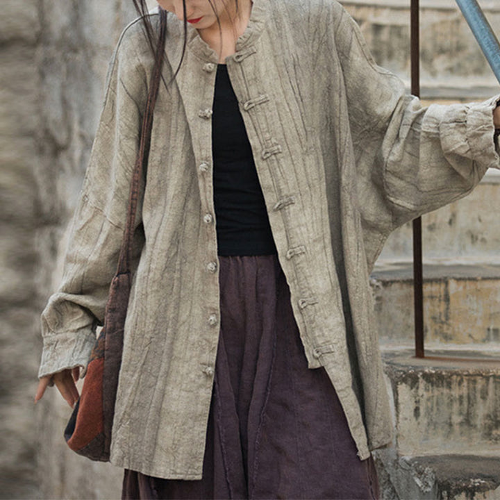 Buddha Stonesタイダイ フロッグボタン 長袖 禅瞑想 オープンフロント ジャケット - ベージュ(トップスのみ) - US4-14、 UK/AU8-18、 EU36-46 (F) - image 7