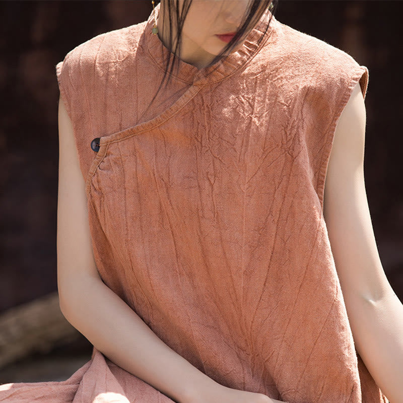 Buddha Stonesハンドメイド タイダイ ミディドレス リネン ノースリーブ ドレス - image 6