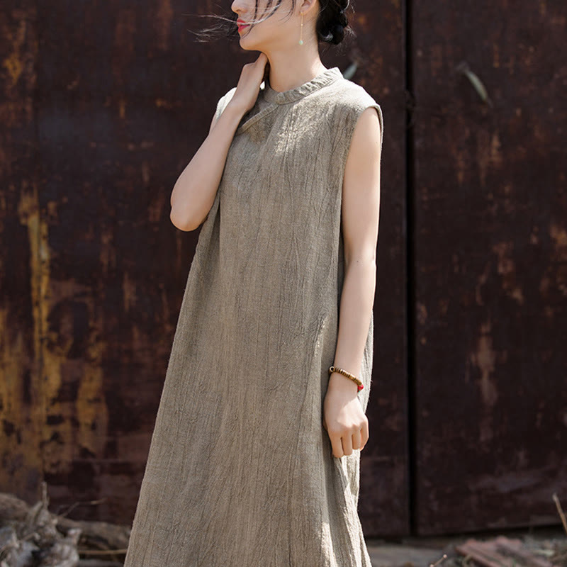 Buddha Stonesハンドメイド タイダイ ミディドレス リネン ノースリーブ ドレス - image 20