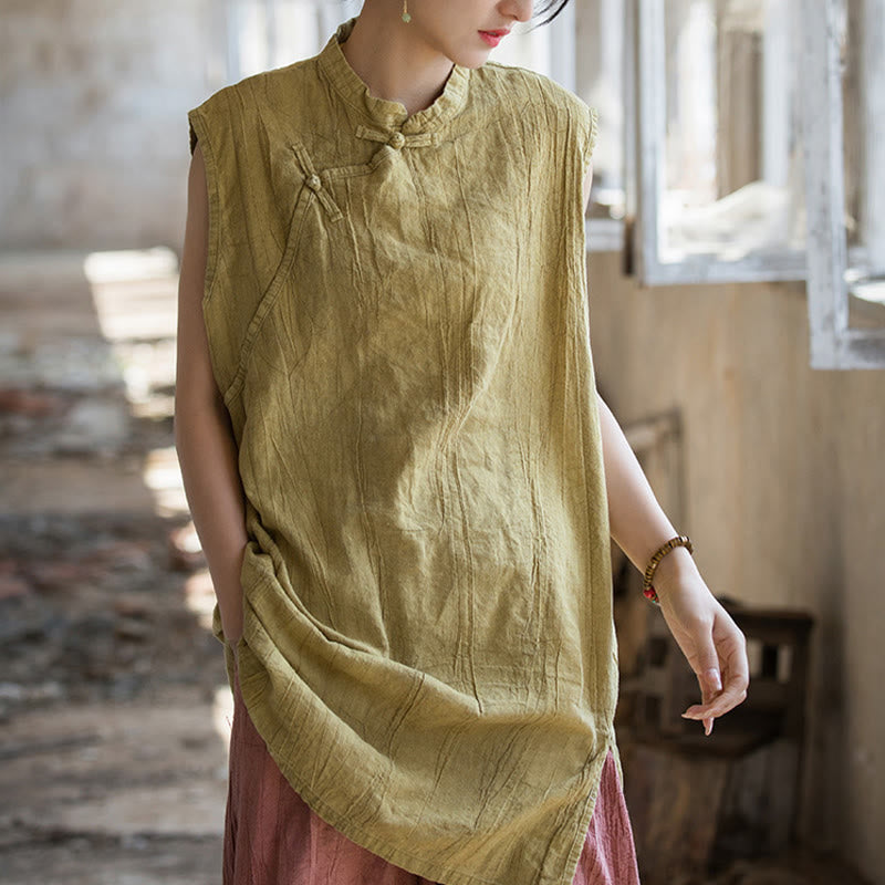 Buddha Stonesハンドメイド タイダイ ラミー リネン フロッグボタン ノースリーブ ベスト - image 15