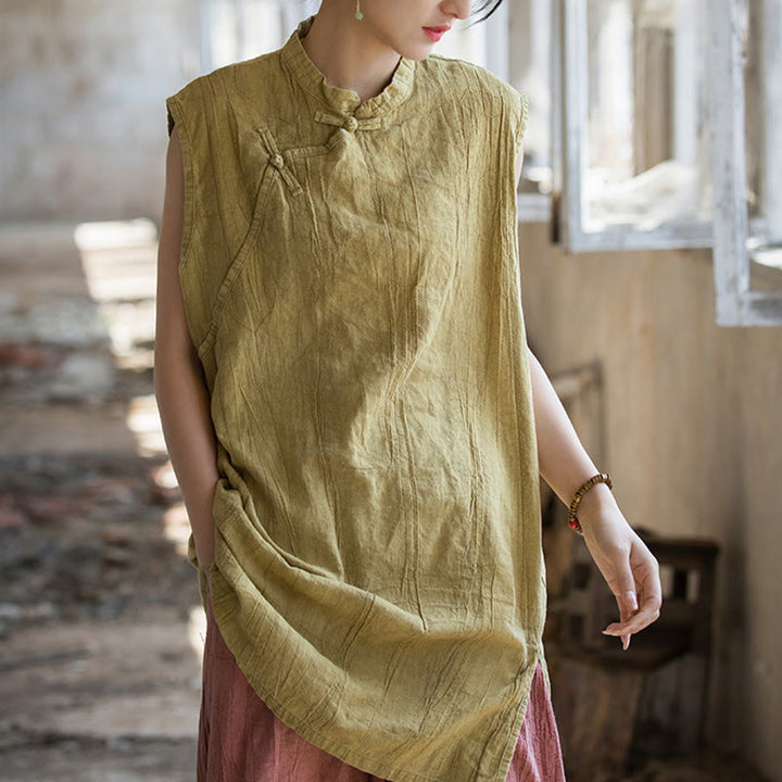 Buddha Stonesハンドメイド タイダイ ラミー リネン フロッグボタン ノースリーブ ベスト - image 15