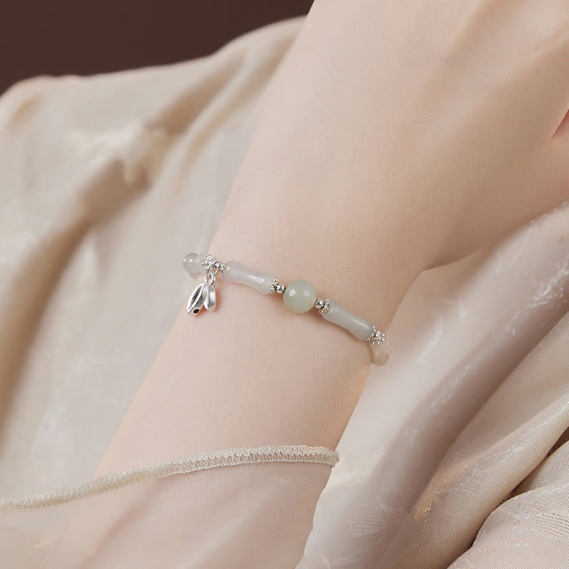 Buddha Stones 925スターリングシルバー 天然天山翡翠 竹チャーム幸運ブレスレット - image 6