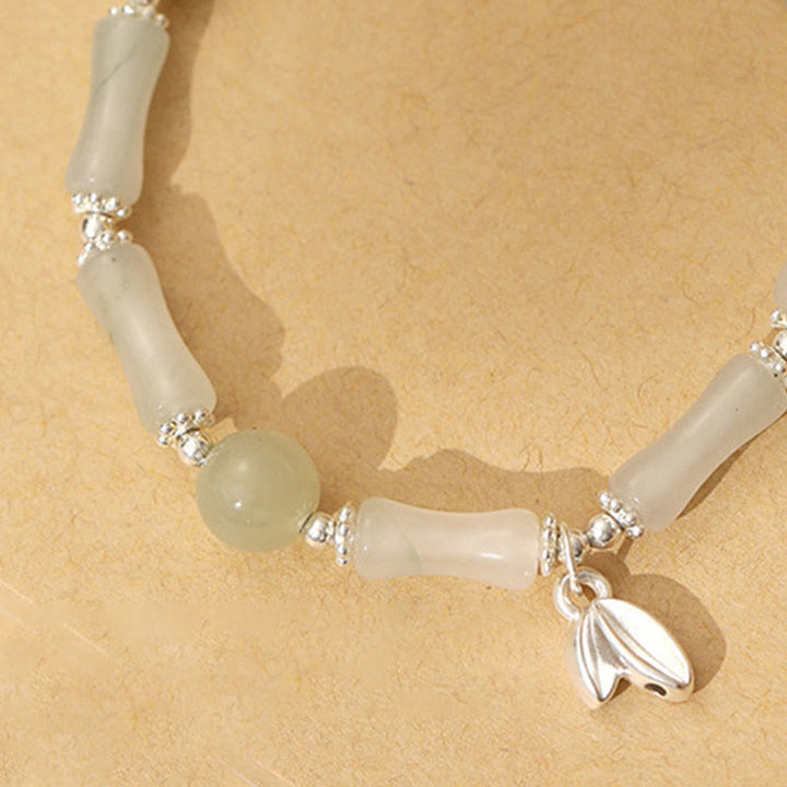 Buddha Stones 925スターリングシルバー 天然天山翡翠 竹チャーム幸運ブレスレット - image 2