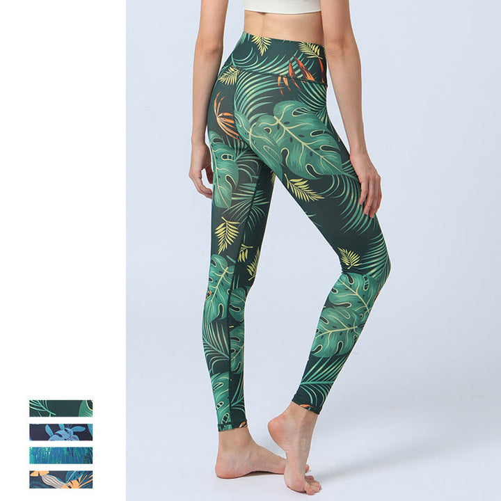 Buddha Stonesのプリント スポーツ フィットネス ヨガ ハイウエスト レギンス レディース ヨガパンツ - image 4