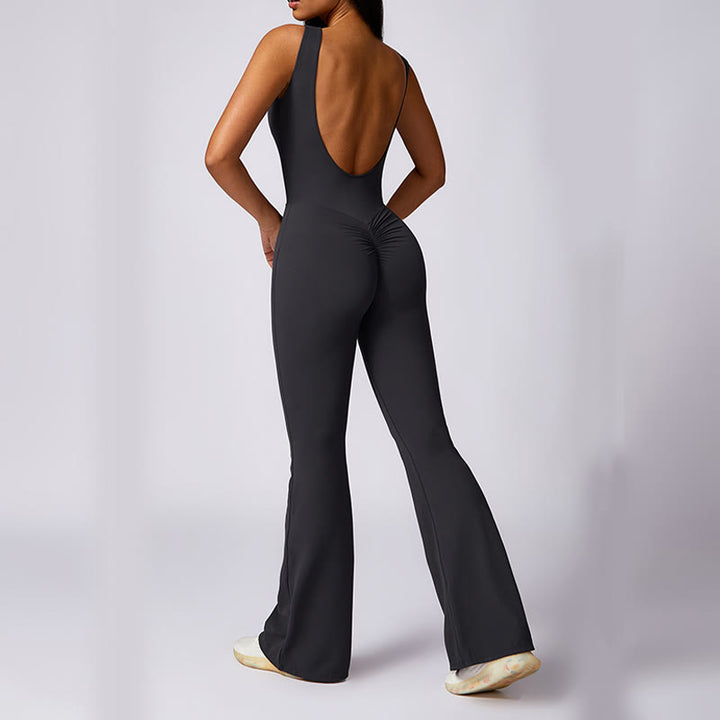 Buddha Stonesレディース カジュアル ノースリーブ ジャンプスーツ フレアパンツ スポーツ フィットネス ヨガ ボディスーツ - image 17