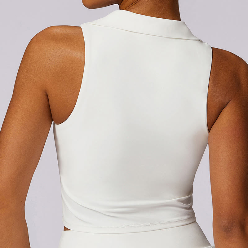 Buddha Stonesポロカラー クロップタンクトップ テニススカート プリーツショーツ ポケット付き スポーツ ヨガウェア - image 30