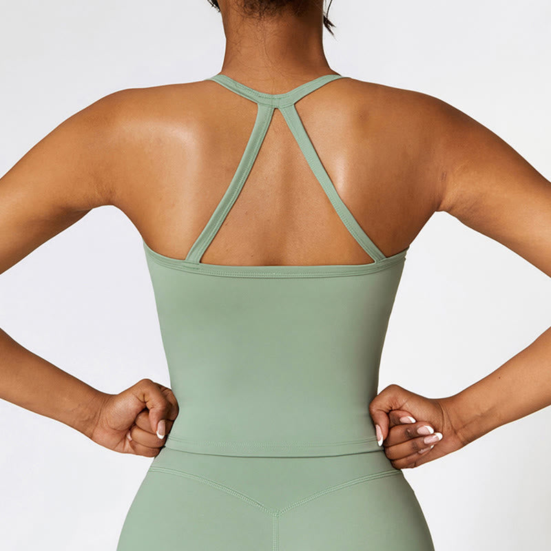 Buddha Stones無地 クロップ タンクトップ ハイウエスト ショーツ スポーツ フィットネス ジム ヨガ ウェア - image 50