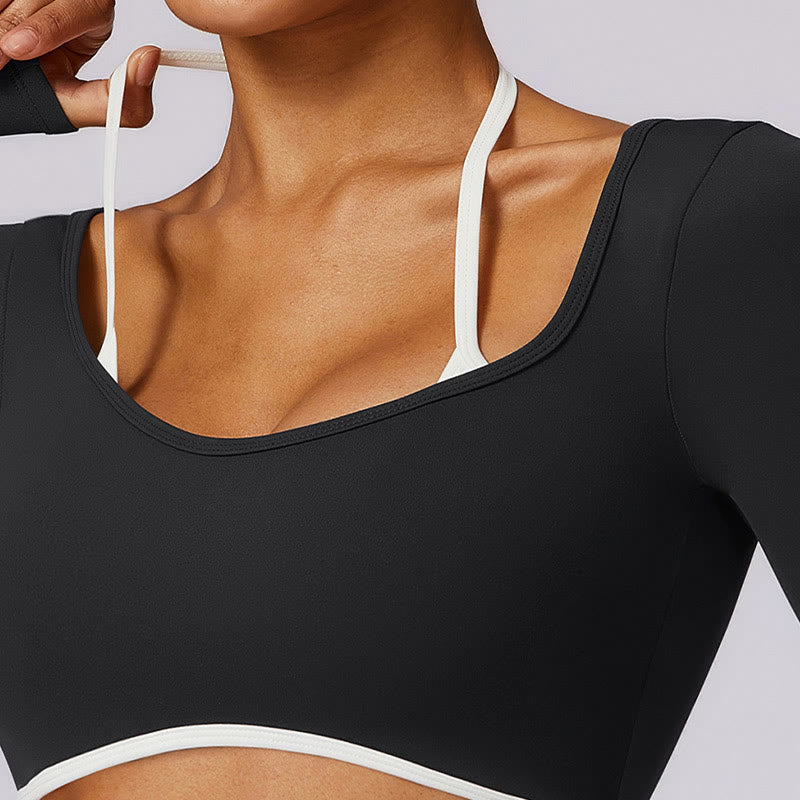 Buddha Stones無地 ホルターネック ブラ 長袖 クロップ タンクトップ パンツ スポーツ フィットネス ジム ヨガ 衣装 - image 30