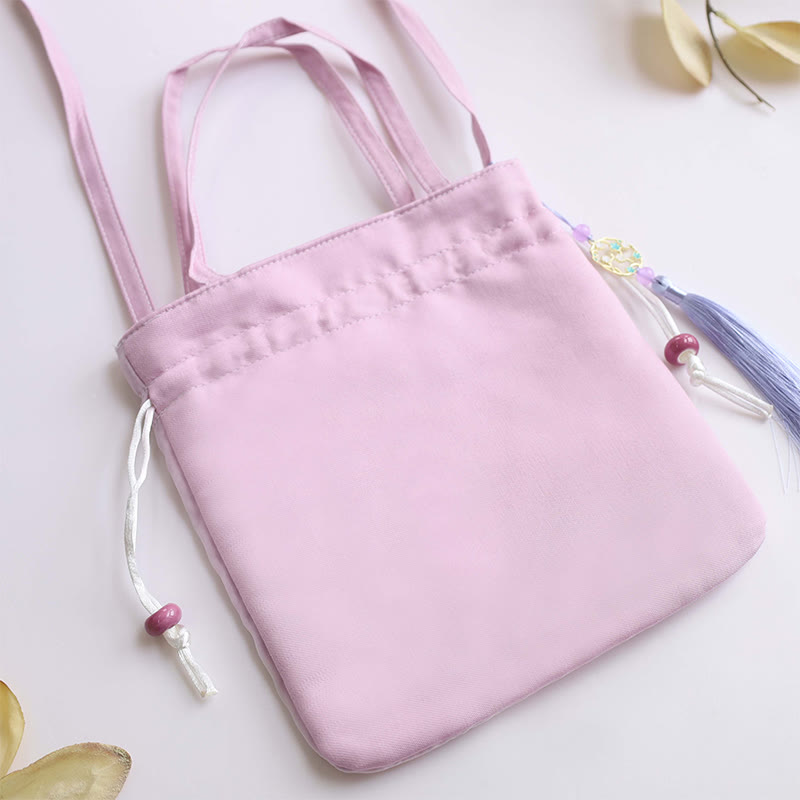 Buddha Stones蘇州刺繍蓮鹿花牡丹うさぎコットンリネントートバッグショルダーバッグハンドバッグ - image 10