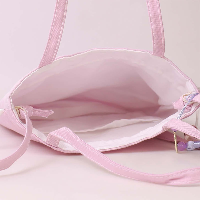 Buddha Stones蘇州刺繍蓮鹿花牡丹うさぎコットンリネントートバッグショルダーバッグハンドバッグ - image 8