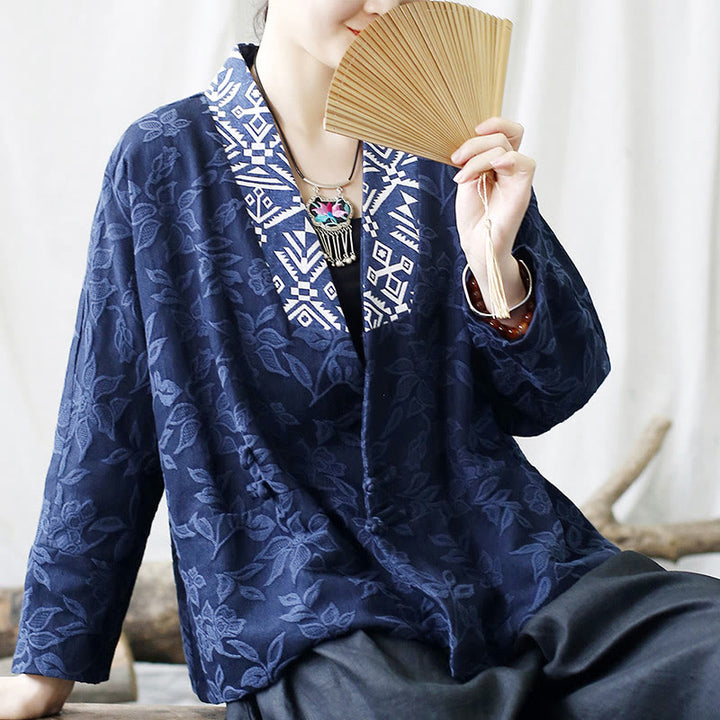 Buddha StonesフラワージャカードVネックロングスリーブジャケット - image 24