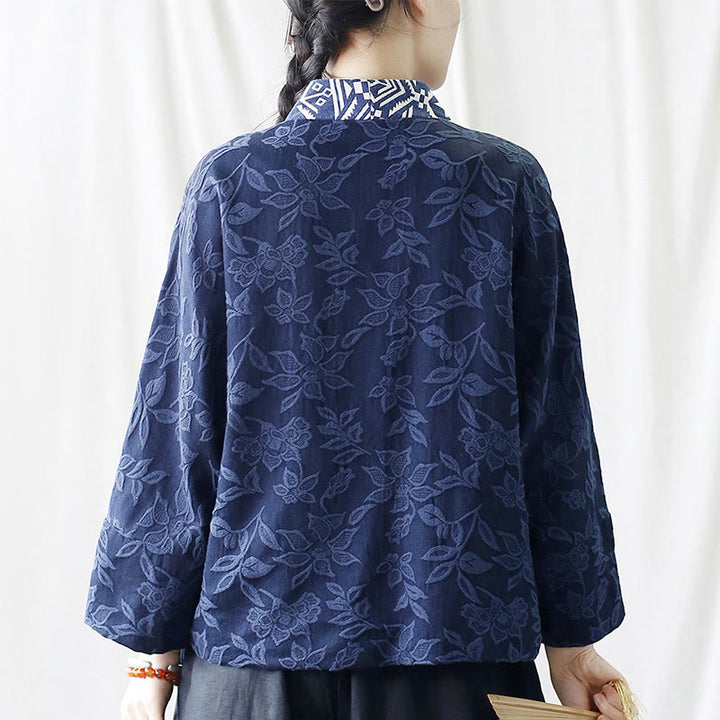 Buddha StonesフラワージャカードVネックロングスリーブジャケット
