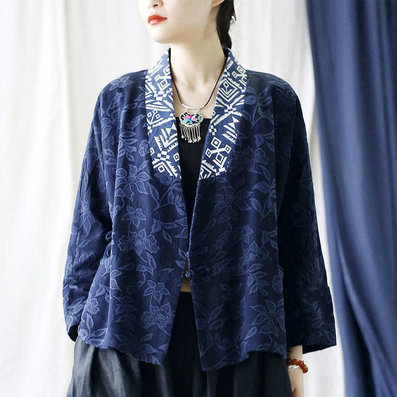 Buddha StonesフラワージャカードVネックロングスリーブジャケット