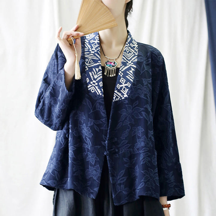 Buddha StonesフラワージャカードVネックロングスリーブジャケット - image 5