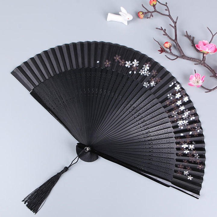 Buddha Stones桜 さくら 椿 手持ち シルク 竹 扇子 21cm