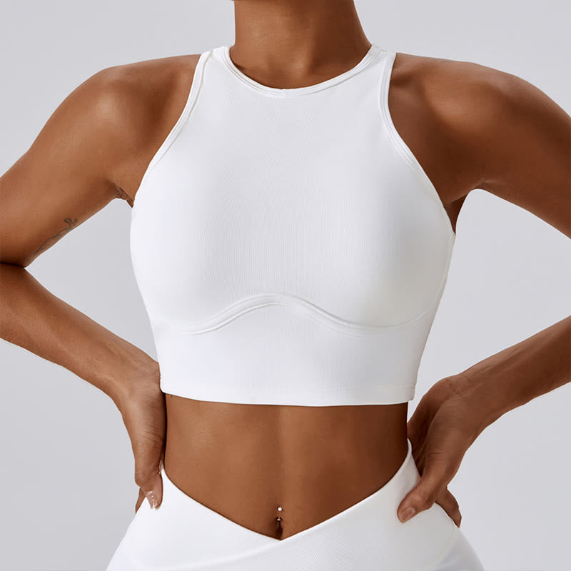 Buddha Stonesノースリーブ クロップ タンクトップ フレアパンツ スポーツ フィットネス ヨガ - 白 - トップ - XL - image 1