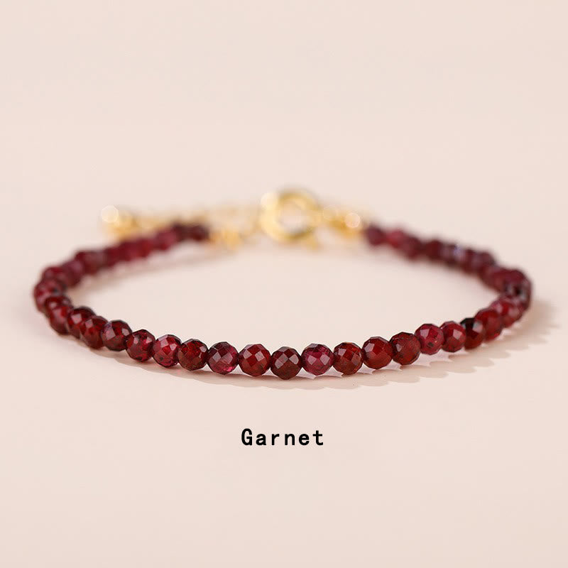 Buddha Stonesストーン ストロベリークォーツ プレナイト ペリドット ラズライト ラピスラズリ ピンククリスタル トルマリン ヒーリングチェーンブレスレット - ガーネット（手首周り14～17cm） - image 17