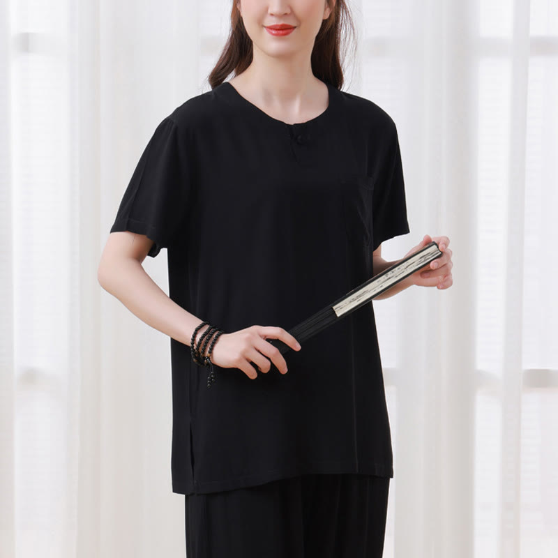 Buddha Stones 2点セット 半袖Tシャツ パンツ 瞑想 禅 太極拳 コットンリネン ユニセックスセット - image 16