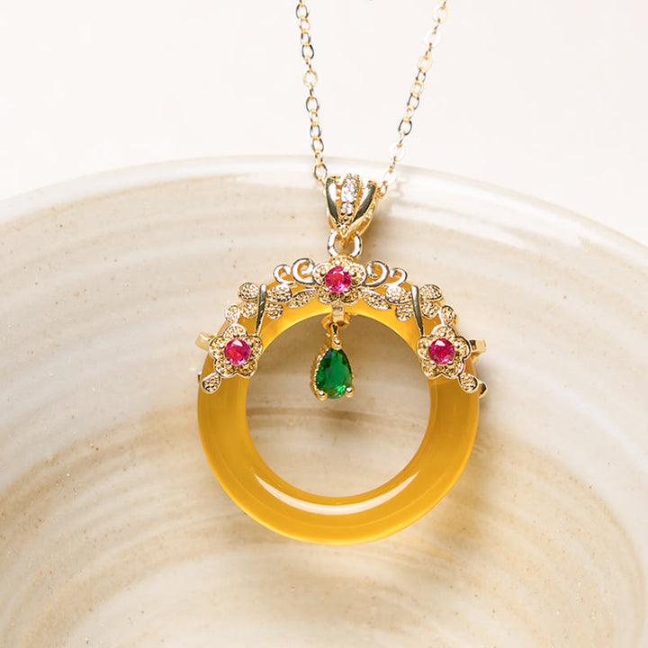 Buddha Stonesグリーンカルセドニー 平和バックルデザイン 強さのネックレスペンダント