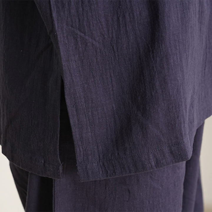 Buddha Stones 2点 Vネック 七分袖 シャツ トップ パンツ 瞑想 禅 太極拳 コットン リネン 衣類 レディース セット - image 16