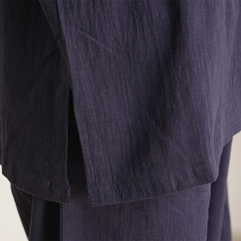 Buddha Stones柄 Vネック 七分袖 シャツ トップス パンツ 瞑想 禅 太極拳 服装 レディース セット 2点セット - image 16