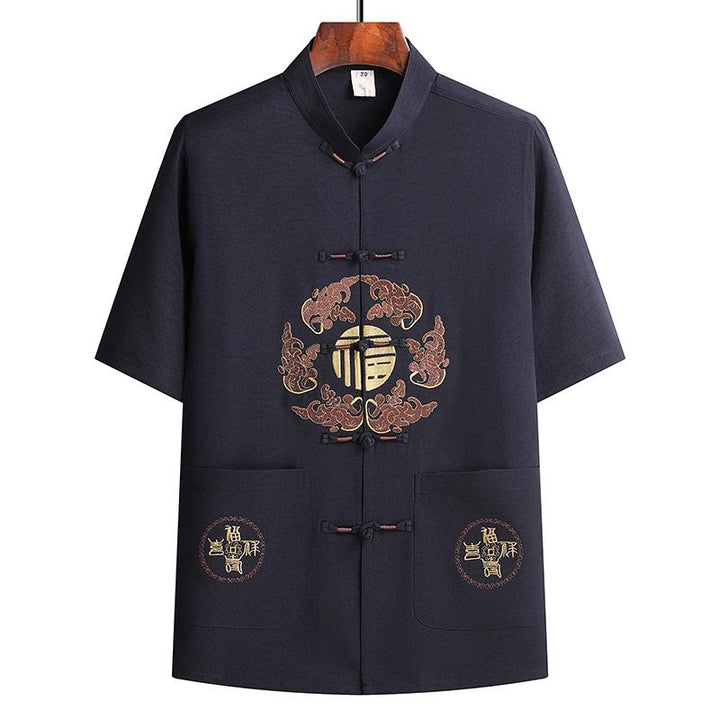 Buddha Stonesフーキャラクター唐装漢服伝統制服半袖トップスパンツ衣類メンズセット - image 19