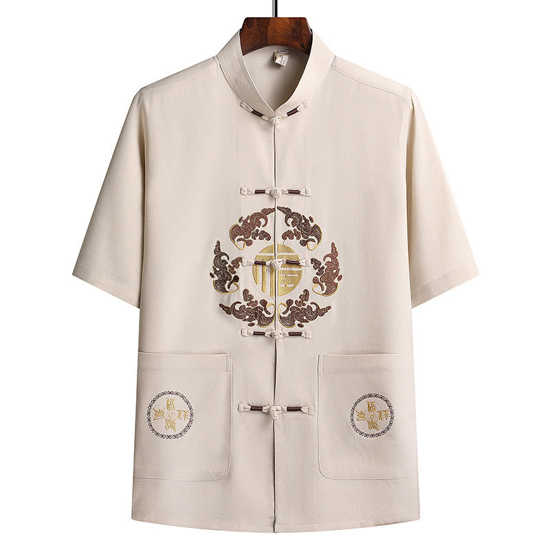 Buddha Stonesフーキャラクター唐装漢服伝統制服半袖トップスパンツ衣類メンズセット - image 28