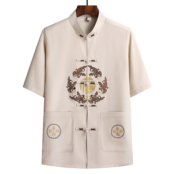 Buddha Stonesフーキャラクター唐装漢服伝統制服半袖トップスパンツ衣類メンズセット - image 28