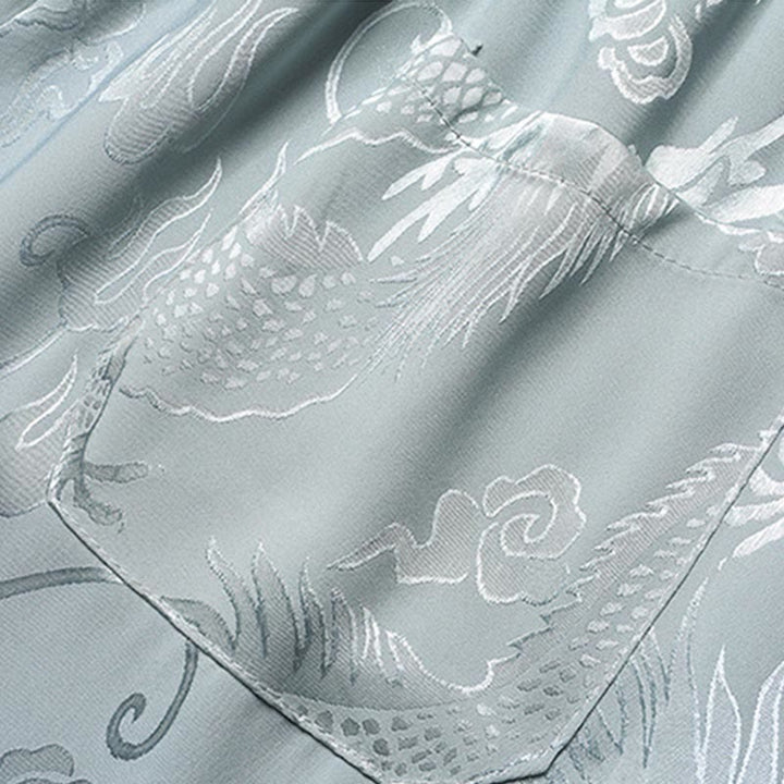 Buddha Stones龍柄唐装漢服伝統制服半袖トップスパンツ服装メンズセット - image 10