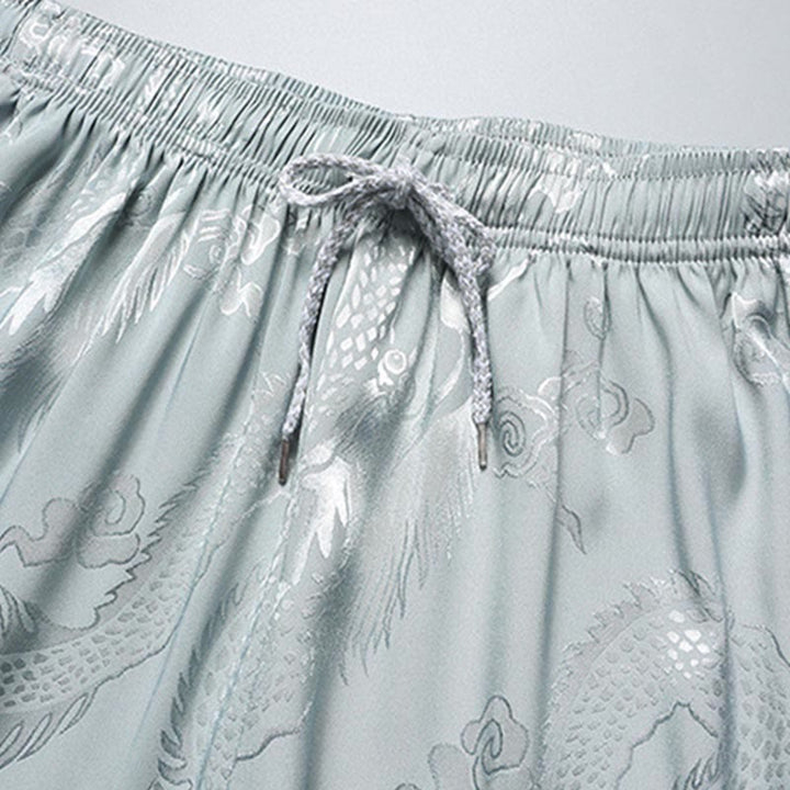 Buddha Stones龍柄唐装漢服伝統制服半袖トップスパンツ服装メンズセット - image 8