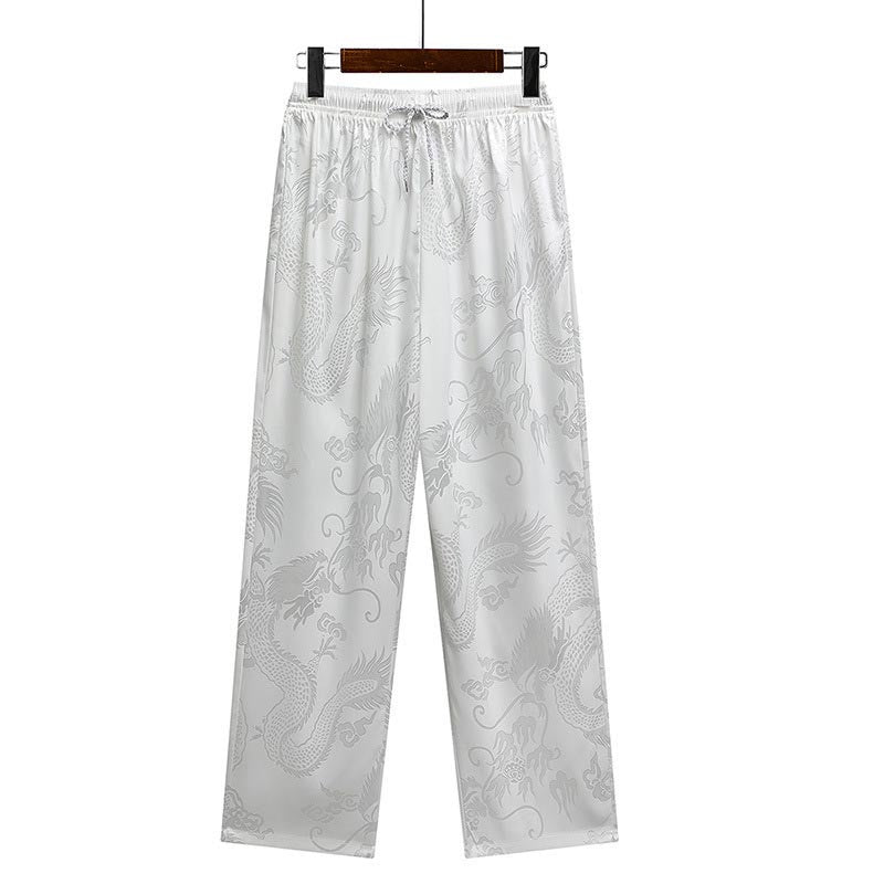 Buddha Stones龍柄唐装漢服伝統制服半袖トップスパンツ服装メンズセット - image 18