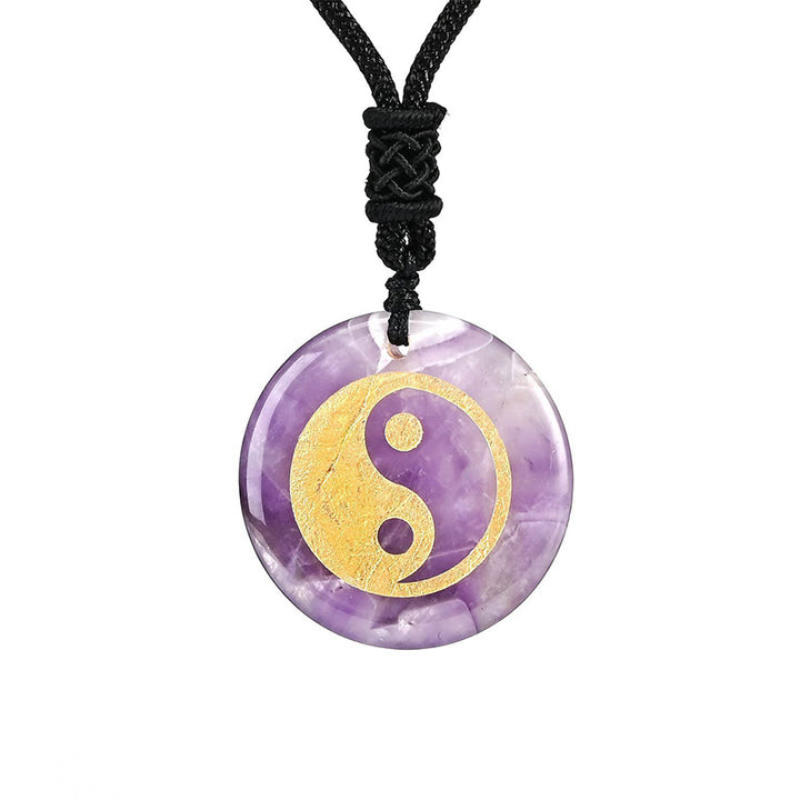 Buddha Stones各種クリスタルアメジストタイガーアイグリーンアベンチュリン陰陽スピリチュアルネックレスペンダント
