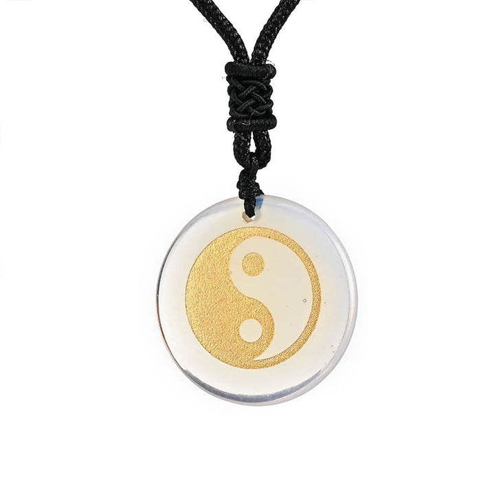 Buddha Stones各種クリスタルアメジストタイガーアイグリーンアベンチュリン陰陽スピリチュアルネックレスペンダント