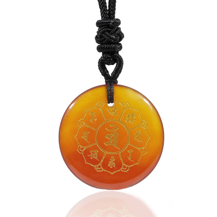 Buddha Stonesオーム・マニ・パドメ・フム天然水晶各種 黒曜石 強さのネックレスペンダント - image 27