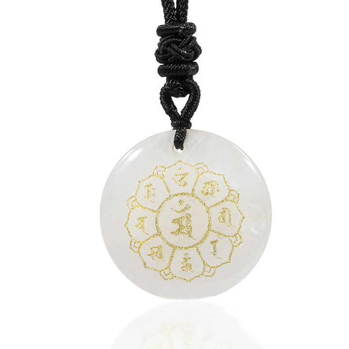 Buddha Stonesオーム・マニ・パドメ・フム天然水晶各種 黒曜石 強さのネックレスペンダント - image 11