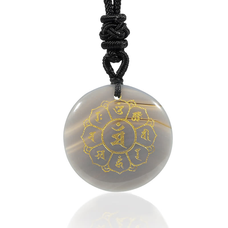 Buddha StonesOm Mani Padme Hum天然水晶各種 黒曜石 強さのネックレスペンダント