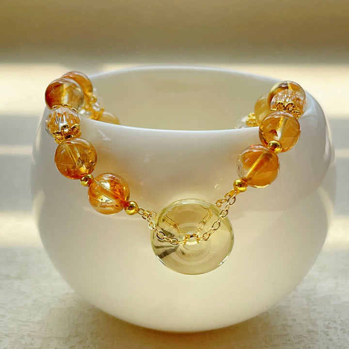 Buddha Stonesの平和バックルシトリンクリスタル繁栄ブレスレット