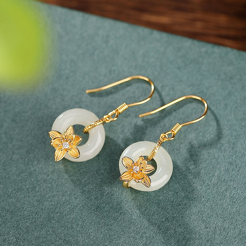 Buddha Stones925 スターリングシルバー 和田翡翠平和のお守りチャーム蘭 繁栄のイヤリング - image 2